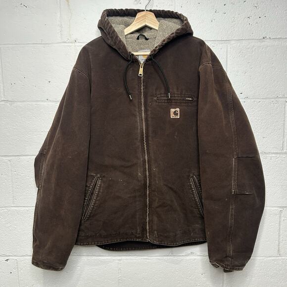 Carhartt Other - Y2K Carhartt Hooded Detroit Jacket “Dark Brown” J141 DKB